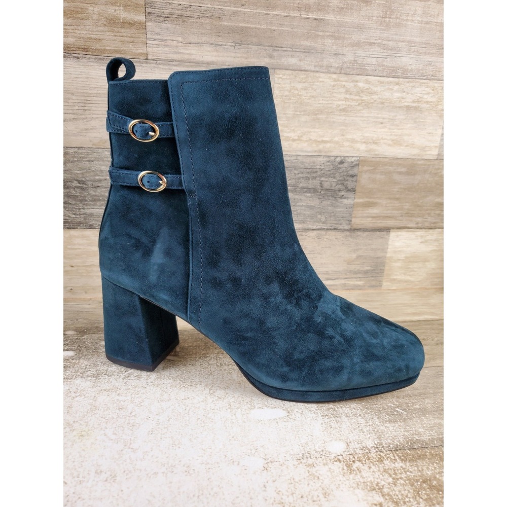 Bella Vita Orchard Womens Ankle Booties Sz 9.5 Navy Suede Leather Square Toe